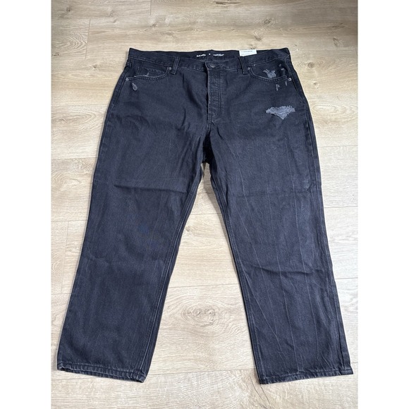 Old Navy Denim - NWT Womens‎ Old Navy High Rise Slouchy Straight Black Jeans Distressed Size 18